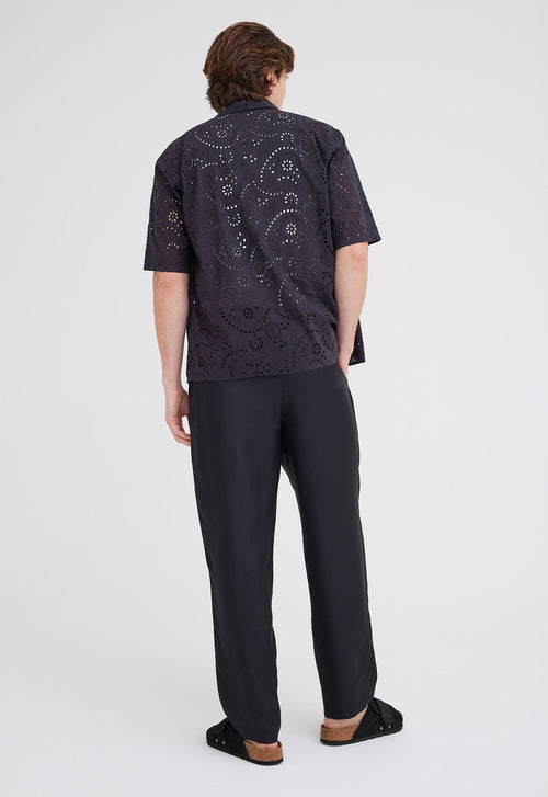 Jac+Jack Vinnie Cotton Embroidered Shirt - Black